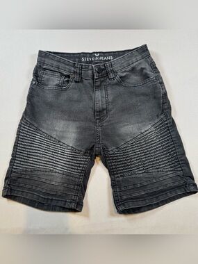 Steve’s Jeans Boys Black Stretch Denim Moto Biker Shorts - Size 8